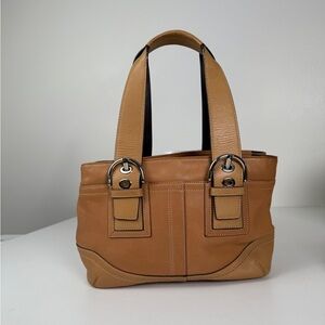 Coach Tan Leather Tote Bag | Classic Shoulder Bag | Authentic